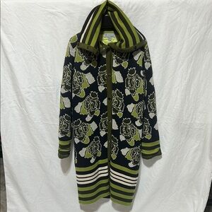 Missoni Black and Green Floral  Vintage Wool Coat